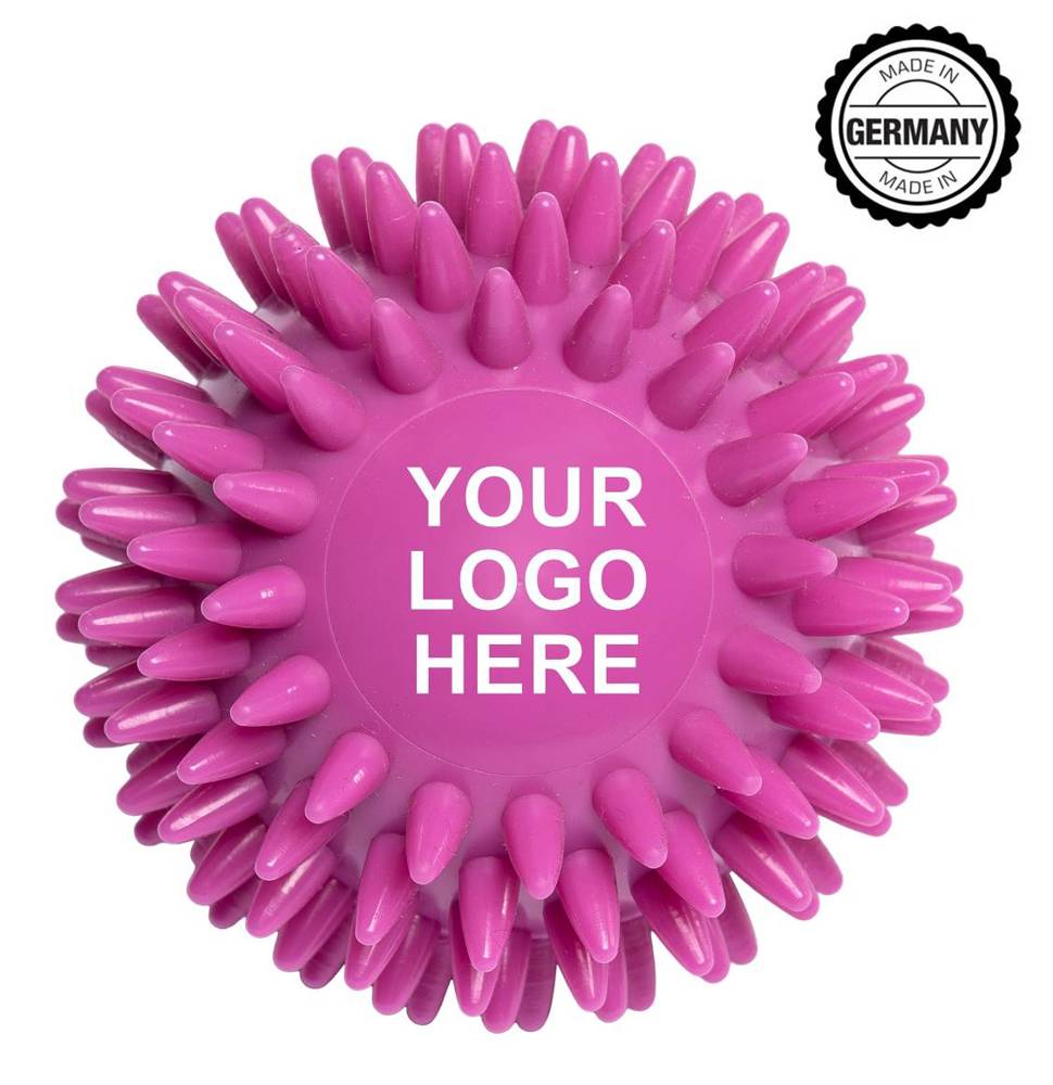 Massage-Igelball mit Bedruckung - Frei nach Pantone wählbar (die freie Farbwahl des Igelballs kann technisch hier nicht dargestellt werden).
