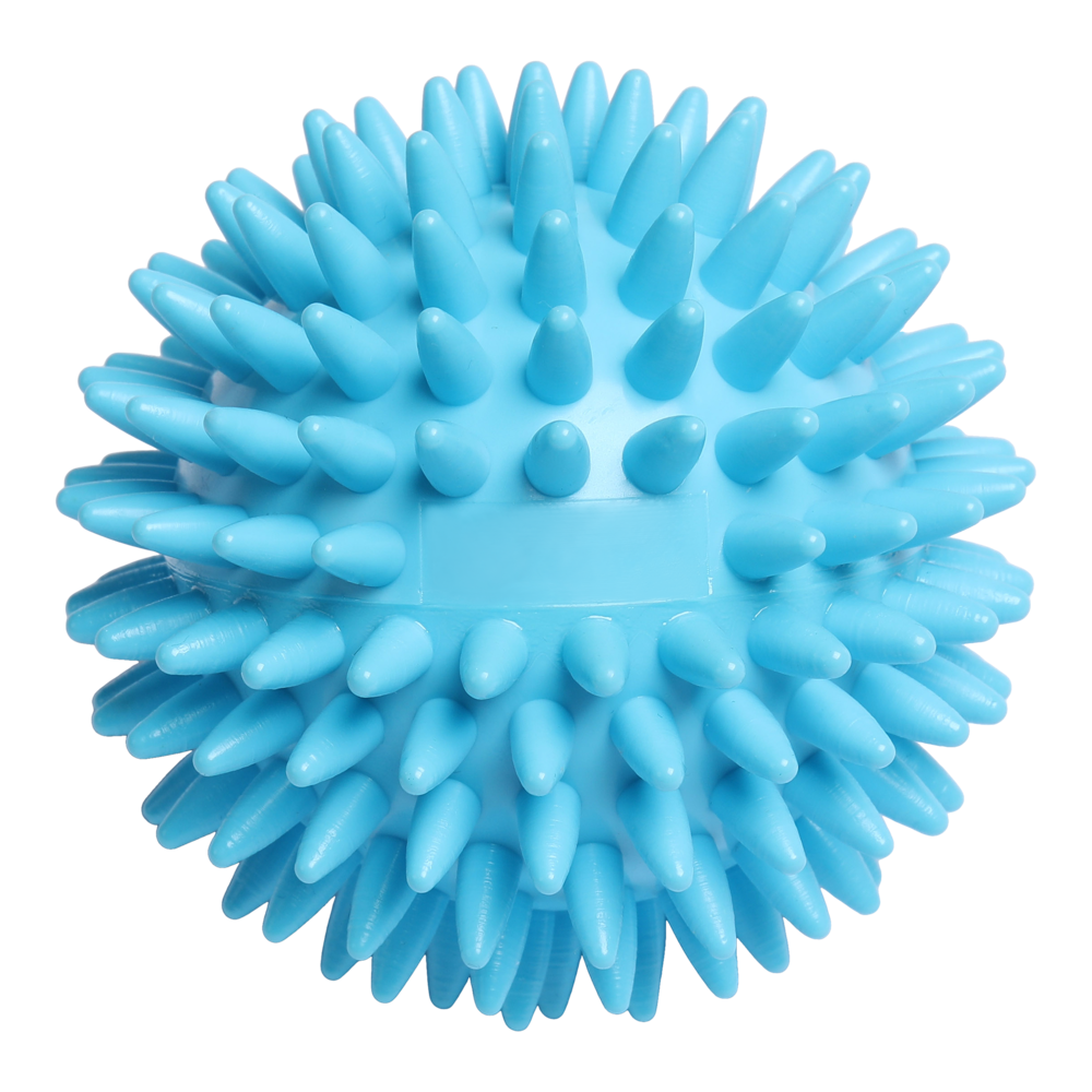 Massageball / Igelball mit rechteckiger Prägung (78mm, Kundenspezifisch eingefärbt), "Made in Germany"