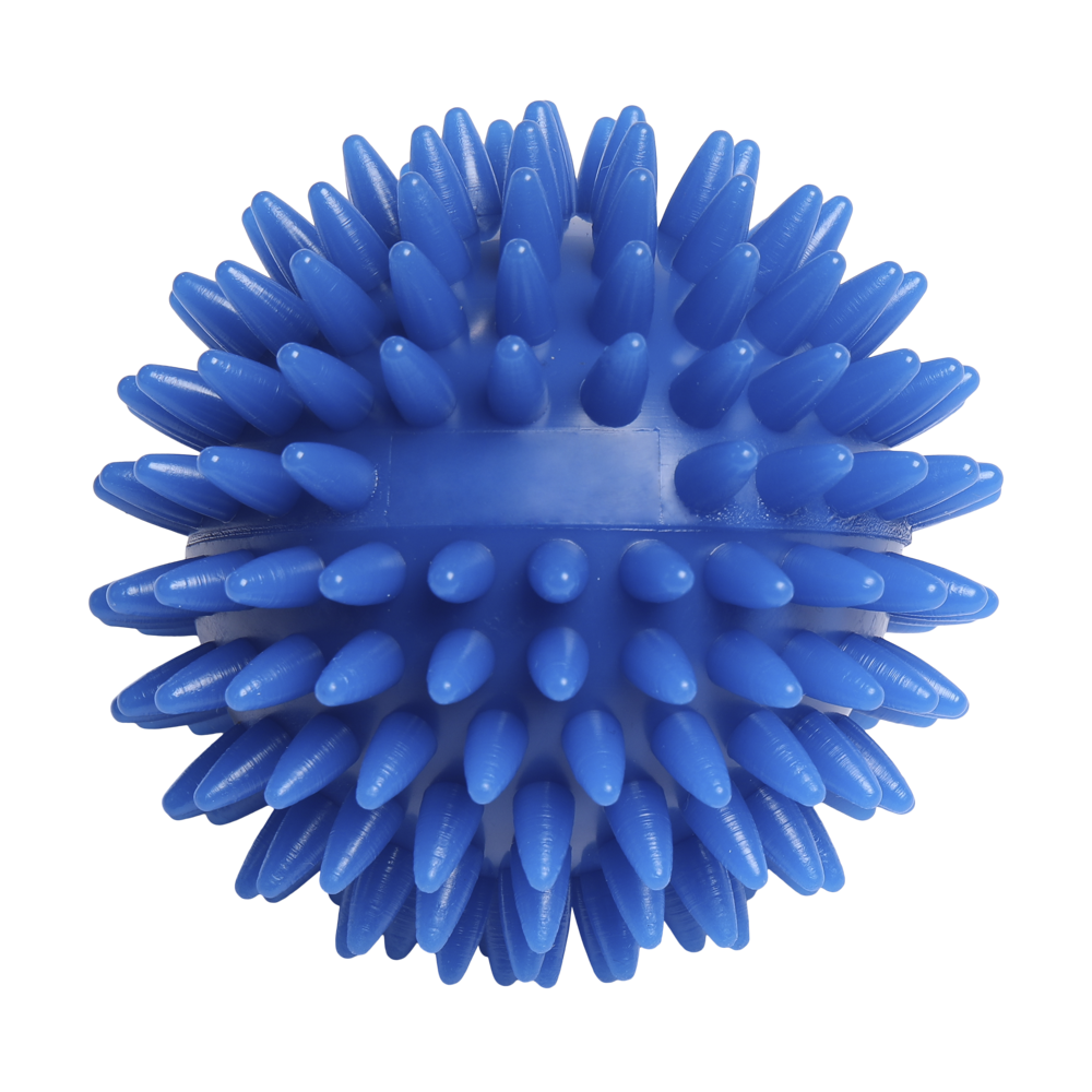 Massageball / Igelball mit rechteckiger Prägung (78mm, Blau), "Made in Germany"