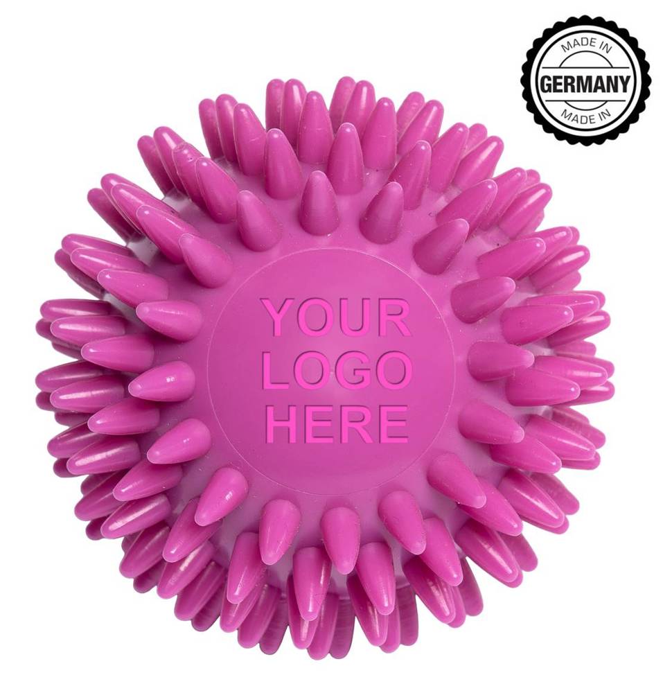 Massage-Igelball, rundes Prägefeld - Frei nach Pantone wählbar (die freie Farbwahl des Igelballs kann technisch hier nicht dargestellt werden).