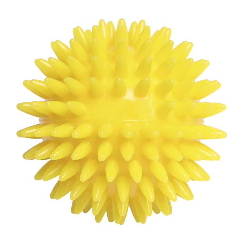 Massageball / Igelball mit rechteckiger Prägung (78mm, Gelb), "Made in Germany"
